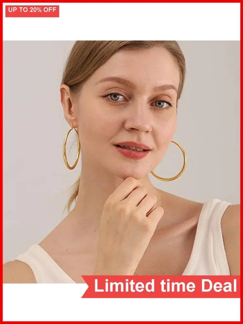 Sterling Silver Diamond-Cut Gold Hoop Earrings Hypoallergenic Ripple Design
